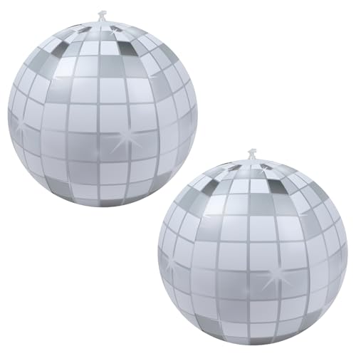 YOGFIT Disco-Ball, 50,8 cm, aufblasbare Discokugel für Disco-Party-Dekorationen, graues und weißes Gitterballon-Dekor für Musikfestivals, Clubs, Bühnenrequisiten, 2 Stück von YOGFIT