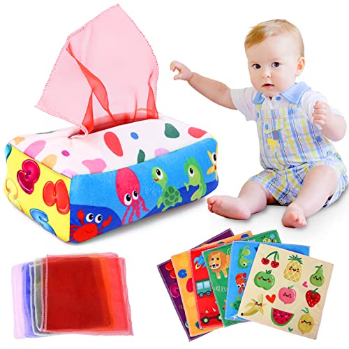 Baby Spielzeug 6 Monate - Montessori Spielzeug ab 1 Jahr - Tissue Box Montessori Spielzeug, Hohem Kontrast Babyspielzeug Für Babys 0-12 Monate, Jungen&Mädchen Kinder Lernspielzeug Baby Geschenke von YOGINGO