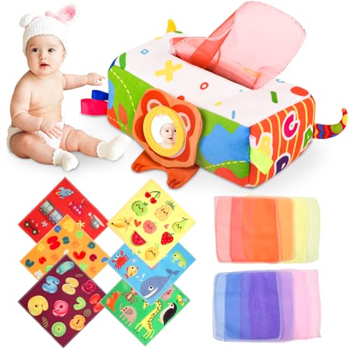 Baby Spielzeug 6 Monate - Tissue Box Montessori Spielzeug - Montessori Spielzeug ab 1 Jahr, Hohem Kontrast Babyspielzeug ab 10 Monaten, Jungen&Mädchen Kinder Frühes Lernspielzeug Baby Geschenke von YOGINGO