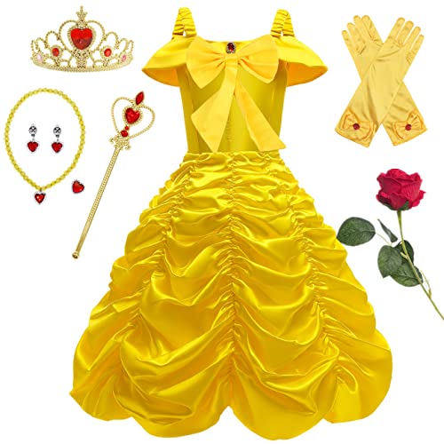 YOGLY Belle Prinzessin Kleid Mädchen Verkleidung Karneval Kostüm Cosplay Die Schöne und Das Biest Maxikleid für Kinder Ankleiden Halloween Party Geburtstag Zeremonie Abendkleider Gelb 2-10 Jahre YOGLY Belle Prinzessin Kleid Mädchen Verkleidung Karneval Kostüm Cosplay Die Schöne und Das Biest Maxikleid für Kinder Ankleiden Halloween Party Geburtstag Zeremonie Abendkleider Gelb 2-10 Jahre von YOGLY