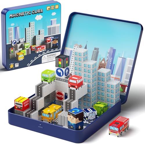 Magnetische Bausteine Stadtverkehr Set, Reisespielzeug für Kinder STEM Spielzeuge Reise Lerngeschenk für 3 bis 8 Jährige, Kleinkinderspielzeug für Auto & Flugzeug, Geburtstagsgeschenk (49 Stück) Magnetische Bausteine Stadtverkehr Set, Reisespielzeug für Kinder STEM Spielzeuge Reise Lerngeschenk für 3 bis 8 Jährige, Kleinkinderspielzeug für Auto & Flugzeug, Geburtstagsgeschenk (49 Stück) von YOGOHEE