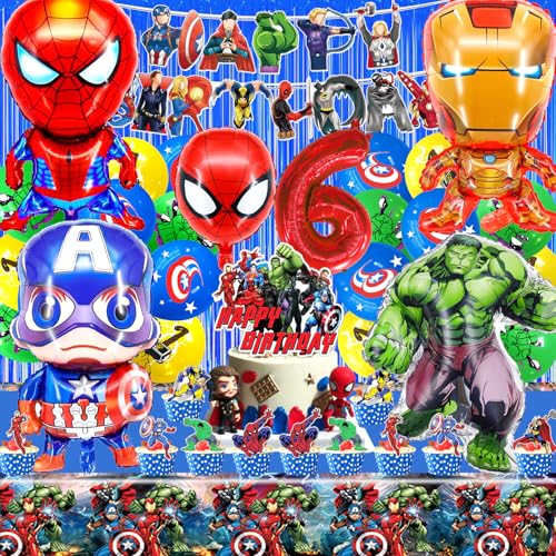 Superhlden 6 Jahre Geburtstagsparty Deko, Superhlden 6 Jahre Geburtstag Party, Superhlden 6 Jahre Ballon Geburtstagsdeko, Superhlden Party Deko Kinder, Superhlden Geburtstag Deko Luftballons von YOILIK