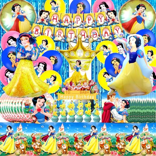 81 Pcs Schneewittchen Geburtstagsdeko Set, Schneewittchen Luftballon Geburtstag, Prinzessin Party Dekoration Supplies, Prinzessin Deko Geburtstag, Prinzessin Geschirr Teller Tischdecke Servietten 81 Pcs Schneewittchen Geburtstagsdeko Set, Schneewittchen Luftballon Geburtstag, Prinzessin Party Dekoration Supplies, Prinzessin Deko Geburtstag, Prinzessin Geschirr Teller Tischdecke Servietten von YOILIK
