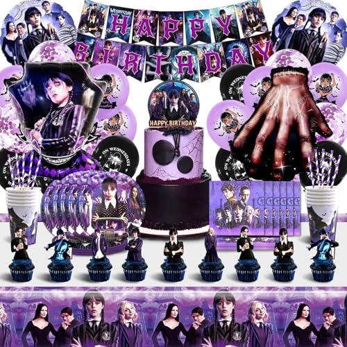 99Pcs Geburtstagsdeko Ballons, Wednesday Partygeschirr Geburtstag, Wednesday Partygeschirr Kindergeburtstag Junge, Geburtstag Enthält Teller, Tasse, Tischdecke, Servietten und Banner Deko 99Pcs Geburtstagsdeko Ballons, Wednesday Partygeschirr Geburtstag, Wednesday Partygeschirr Kindergeburtstag Junge, Geburtstag Enthält Teller, Tasse, Tischdecke, Servietten und Banner Deko von YOILIK