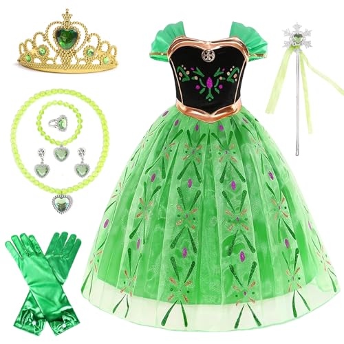 YOILIK Kostüm Anna Froze Kinder, 3-7 Jahre Prinzessin Kostüm Kinder, Kleid Eiskönigi Mädchen, Prinzessin Accessoires, Froze Kette, Krone, Handschuhe, Zauberstab, Passend Für Mottopartys, Karneval YOILIK Kostüm Anna Froze Kinder, 3-7 Jahre Prinzessin Kostüm Kinder, Kleid Eiskönigi Mädchen, Prinzessin Accessoires, Froze Kette, Krone, Handschuhe, Zauberstab, Passend Für Mottopartys, Karneval von YOILIK