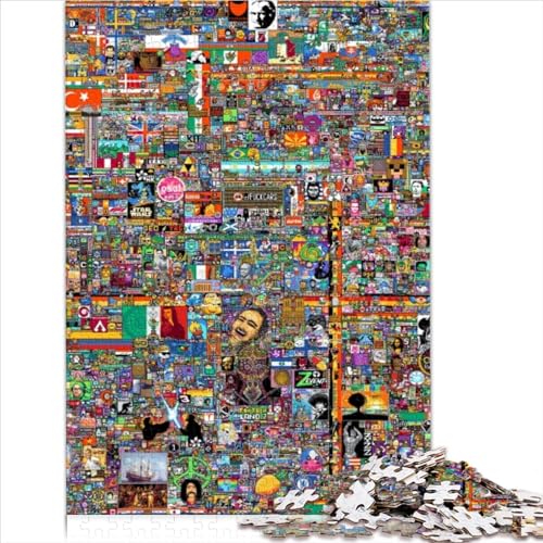 Adult Puzzle World Pixel Art Puzzle, 1000-teiliges Holzpuzzle für Erwachsene Kinder ab 12 Jahren, Reisespiele und Reisespielzeug für 12-Jährige, Größe (50x75 cm) von YOITS