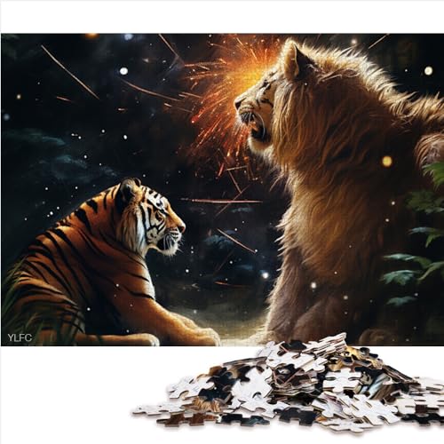 Erwachsenenpuzzle, Tiger-Löwen-Puzzle für Erwachsene, 1000 Papppuzzles für Erwachsene und Kinder, tolles Geschenk für Erwachsene, Größe (26 x 38 cm) von YOITS