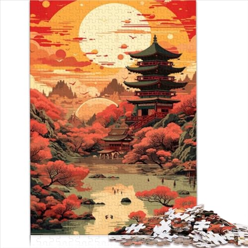 Kinderpuzzle, Vintage-Japan-Landschaften, 1000-teiliges Puzzle, Holzpuzzle, perfekt für Kinder ab 12 Jahren, entwickelt Sprach- und Lesefähigkeiten, pädagogische Größe (50x75 cm) von YOITS