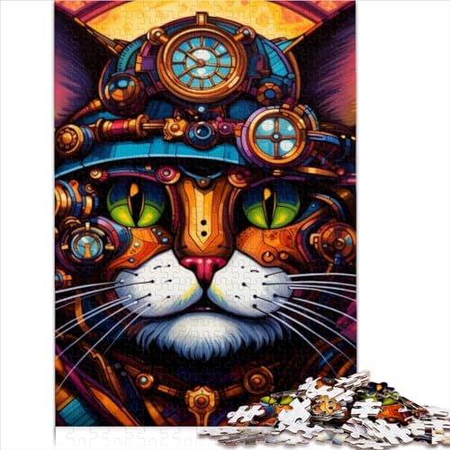 Kinderpuzzle Futuristische Katze 1000 Teile Puzzle Holzpuzzle Zeit totschlagen für Erwachsene Kinder ab 12 Jahren Geschenk für Freunde Familiengröße (50x75 cm) von YOITS