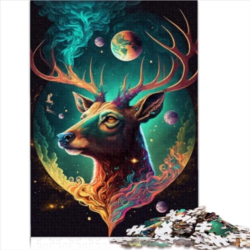 Kinderpuzzles Cosmic Trippy Deer Puzzles für Erwachsene 1000 Holzpuzzlespielzeuge für Erwachsene und Kinder Brain Challenge Puzzlespielzeuggröße (50x75 cm) von YOITS
