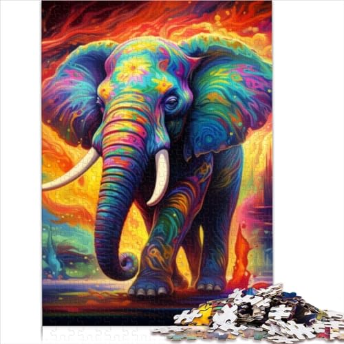 Kinderpuzzles Psychedelic Elephant Puzzles 1000 Teile Spielzeug aus Holz Lernspielzeug für Kinder ab 12 Jahren Schwierige Puzzlegröße (50x75 cm) von YOITS