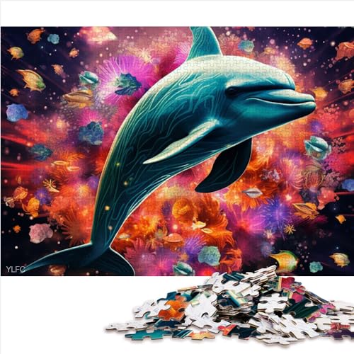 Lernherausforderung, farbiges Delfin-Puzzle für Erwachsene, 1000-teiliges Holzpuzzle, ab 12 Jahren, Erwachsenen-Puzzlespiel, Größe (50x75 cm) von YOITS
