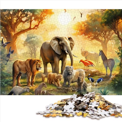 Pädagogische Herausforderung, afrikanische Tiere, 1000-teiliges Puzzle, Papppuzzle für Kinder, Jungen und Mädchen, Familienspiel zum Stressabbau, Größe (26 x 38 cm) von YOITS