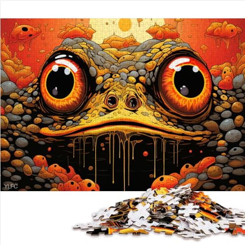 Puzzle für Erwachsene, Art Animal Frog, 1000-teiliges Puzzlespiel, einzigartige Holzpuzzles für Kinder und Erwachsene, Denkspiele, Reisepuzzle, Logikspiele, Größe (50x75 cm) von YOITS