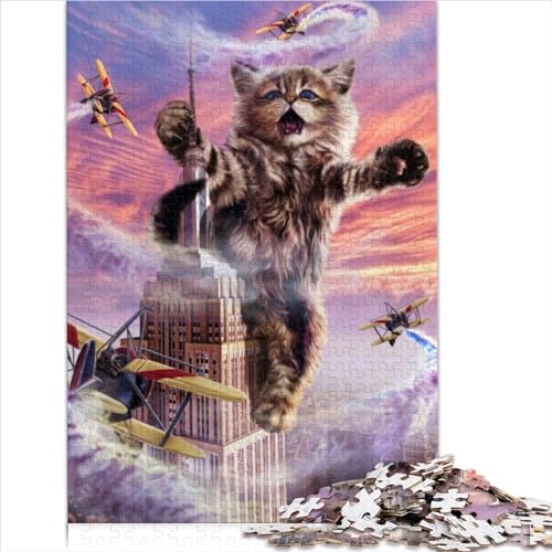Puzzle für Erwachsene, Monster-Katze, Empire-State-Puzzles für Erwachsene, 1000-teiliges Holzpuzzle für Kinder, Jungen, Mädchen, Weihnachts- und Geburtstagsgeschenke, Größe (50x75 cm) von YOITS