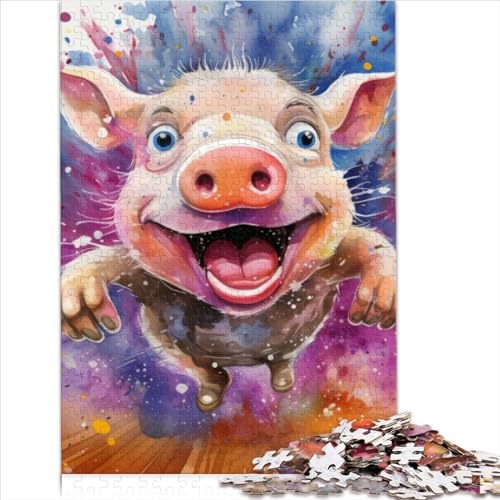 Puzzle für Erwachsene, Tierkunst, Schwein, 1000 Teile, Holzpuzzle, 12 Jahre und älter, Erwachsenenpuzzle, Spielgröße (50x75 cm) von YOITS