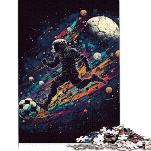 Puzzles Astronaut spielt Fußball, Puzzles für Erwachsene, 1000-teilige Papppuzzles für Erwachsene und Kinder, Spielspielzeug für Erwachsene, Familienpuzzles, Geschenkgröße (26 x 38 cm) von YOITS