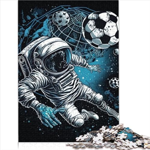 Puzzles Astronaut spielt Fußball-Puzzles, 1000-teiliges Holz-Lernspielzeug für Kinder und Erwachsene, herausfordernde Puzzles in der Größe (50x75 cm) von YOITS