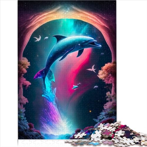 Puzzles Fantasy Delphin 1000 Teile Puzzle für Erwachsene, Holzpuzzle für Kinder und Erwachsene, Denkspiele, Reisepuzzle, Logikspiele, Größe (50x75 cm) von YOITS