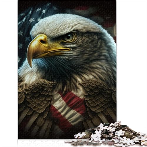 Puzzles für Erwachsene, Adler, amerikanische Flagge, 500 Teile, Puzzles für Erwachsene, Holzpuzzles, Teenager ab 12 Jahren, einzigartige Puzzlespielgröße (38x52 cm) von YOITS