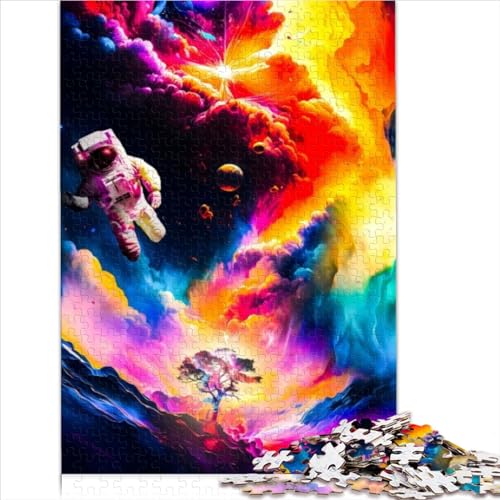 Puzzles für Erwachsene, Astronaut im Weltraum, Farben, Puzzles für Erwachsene, 1000-teilige Papppuzzles für Kinder ab 12 Jahren, Geburtstagsgeschenkgröße (26 x 38 cm) von YOITS