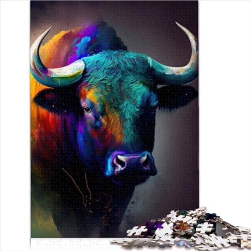 Puzzles für Erwachsene, Büffel-Aquarell, 1000-teiliges Puzzle für Erwachsene, Kinder, Papppuzzles, Teenager ab 12 Jahren, Spielzeug, Geschenke für Studenten, Teenager, Erwachsene, Größe (26 x 38 cm) Puzzles für Erwachsene, Büffel-Aquarell, 1000-teiliges Puzzle für Erwachsene, Kinder, Papppuzzles, Teenager ab 12 Jahren, Spielzeug, Geschenke für Studenten, Teenager, Erwachsene, Größe (26 x 38 cm) von YOITS