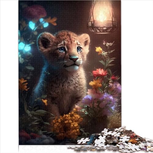 Puzzles für Erwachsene, Fantasie-Löwenjunges, leuchtendes 1000-teiliges Puzzle, Holzpuzzles für Erwachsene für 12-Jährige, Denksportaufgaben, Größe (50x75 cm) von YOITS