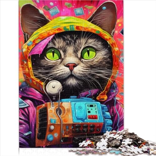 Puzzles für Erwachsene, Futuristische Katze, 1000-teiliges Puzzlespiel, Holzpuzzle für Kinder ab 12 Jahren, Denkspiel, IQ-Herausforderung, Größe (50x75 cm) von YOITS