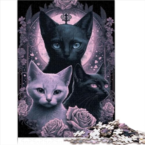 Puzzles für Erwachsene, Gothic-Katze, 1000-teiliges Puzzlespiel, Papppuzzles für 12-Jährige, tolles Geschenk für Erwachsene, Größe (26 x 38 cm) von YOITS