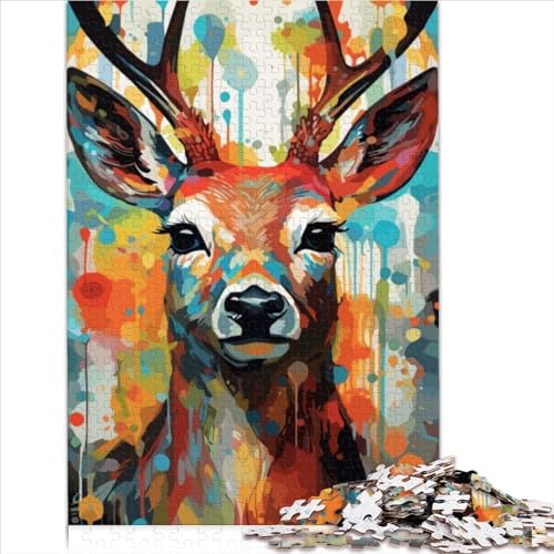 Puzzles für Erwachsene, Hirsch, abstrakte Kunstmalerei, 1000-teiliges Puzzle für Erwachsene, Holzpuzzle für Kinder, Jungen, Mädchen, Weihnachtsgeburtstagsgeschenke, Größe (50x75 cm) von YOITS