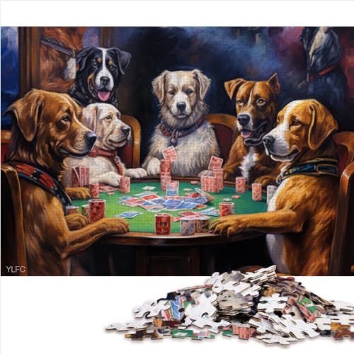 Puzzles für Erwachsene, Hunde Spielen Poker, 1000er-Pack pädagogische Holzpuzzles für Kinder, Papppuzzles für Erwachsene und Kinder, herausfordernde Spielgröße (26 x 38 cm). von YOITS