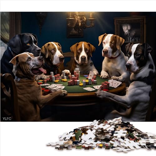 Puzzles für Erwachsene, Hunde Spielen Poker, 500 Teile, logisches Denktraining, Papppuzzle, ab 12 Jahren, herausfordernde Puzzlegröße für Erwachsene (38x52 cm) von YOITS