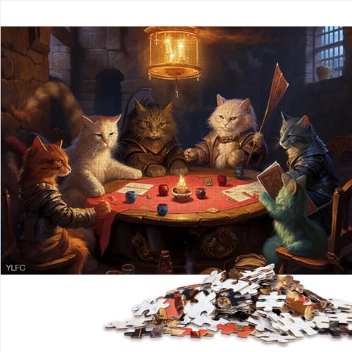 Puzzles für Erwachsene, Katzen Spielen Poker, 500 Teile Puzzles für Erwachsene, Kinder, Holzpuzzles für Kinder und Erwachsene, Geschenke für Frauen, Größe (38x52 cm) von YOITS