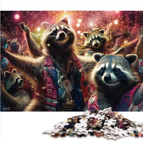 Puzzles für Erwachsene, Sternennacht, Waschbär, 1000 Teile, für Erwachsene, herausforderndes Spiel, Papppuzzle ab 12 Jahren, für Erwachsene, schwierig, schwere Puzzles für die Größe (50x75 cm) von YOITS