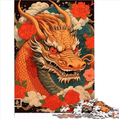 Puzzles für Erwachsene, Vintage-japanischer Drache, 1000-teiliges Puzzle, Holzpuzzle, Spielzeug für Erwachsene und Kinder, pädagogisches Puzzle, Größe (50x75 cm) von YOITS