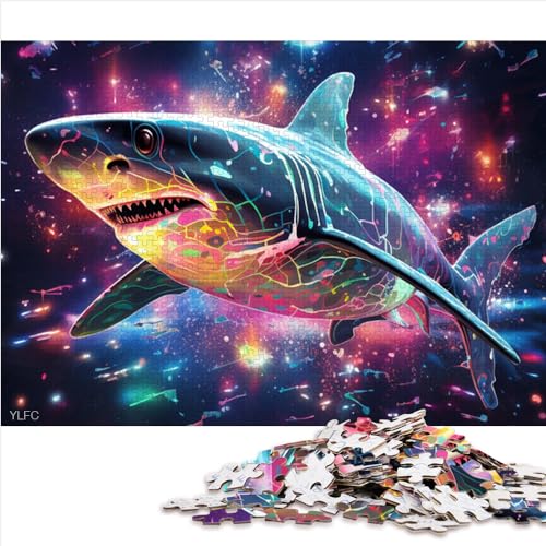 Puzzles für Erwachsene, buntes Hai-Puzzle für Erwachsene, 1000-teiliges Papppuzzle für Erwachsene und Kinder, Größe für Heim- und Raumdekoration (26 x 38 cm) von YOITS