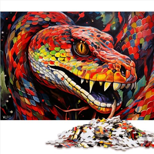 Puzzles für Erwachsene und Kinder, Bunte Kunstschlange, 500-teiliges Puzzle für Erwachsene, Holzpuzzle für Kinder ab 12 Jahren, unmögliche Puzzlegröße (38x52 cm) von YOITS