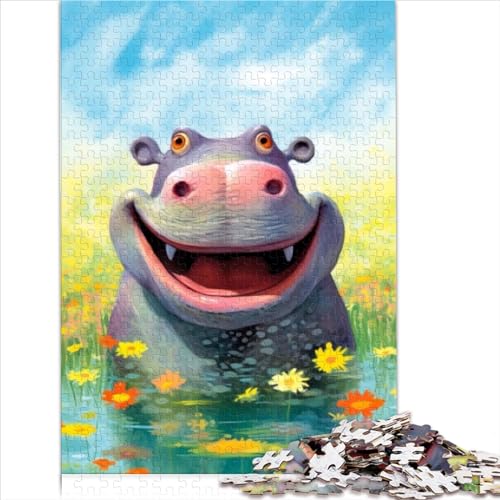 Puzzles für Erwachsene und Kinder, Happy Hippo Delight, 1000-teilige Erwachsenenpuzzles, Papppuzzles für Erwachsene, Jungen und Mädchen, Lernspiel, Größe (26 x 38 cm) von YOITS