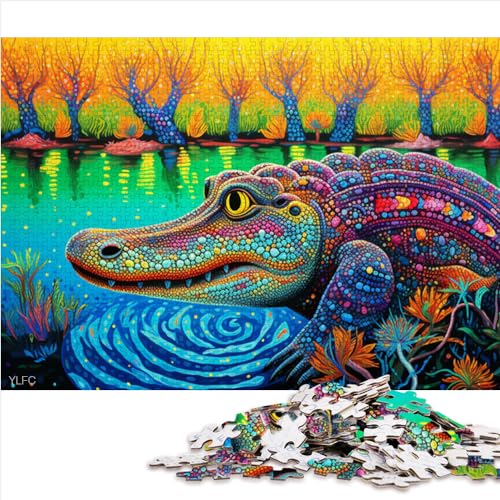 Puzzles für Kinder, Bunte Krokodile, 500-teiliges Puzzle für Erwachsene, Holzpuzzle für Kinder ab 12 Jahren, Denkspiele, Größe (38x52 cm) von YOITS