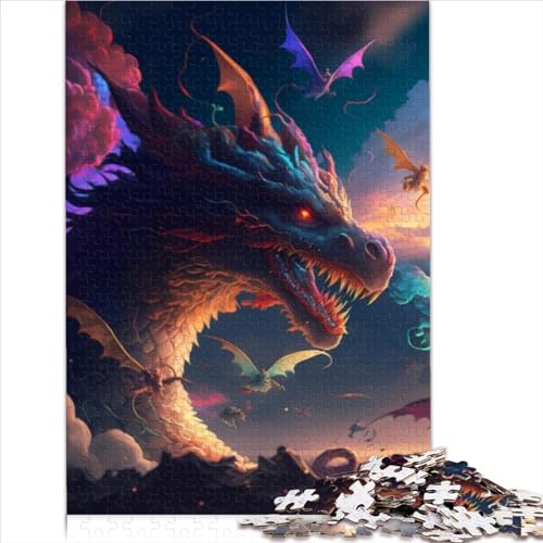 Spiele für Erwachsene, Puzzle „Brave Dragon“, 1000-teiliges Puzzle, Lernspielzeug aus Holz für Erwachsene und Kinder, Puzzlegröße (50x75 cm) von YOITS