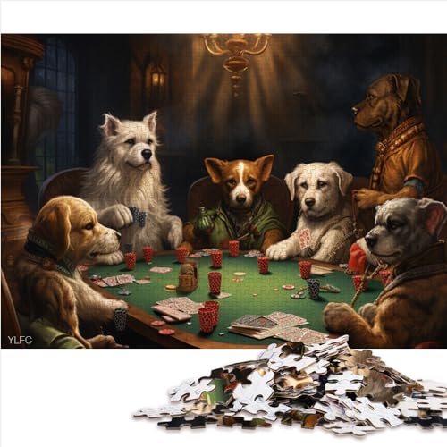 Spiele für Erwachsene, Puzzle „Hunde Spielen Poker“, 500-teiliges Lernspielzeug aus Holz für Kinder ab 12 Jahren, Puzzlegröße (38x52 cm) von YOITS