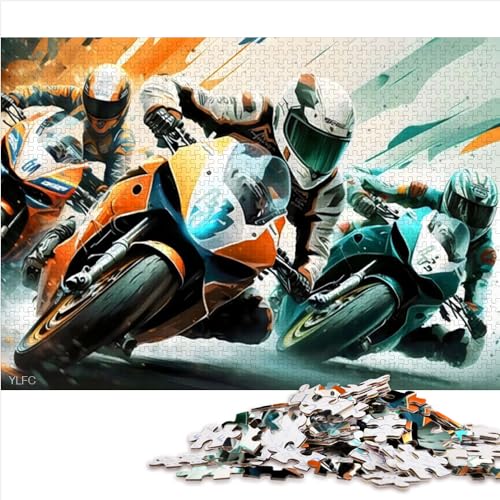 für Erwachsene Puzzle Motorrad 1000 Teile Puzzle Papppuzzle für Kinder Jungen Mädchen Puzzlespiele IQ-Test Spielzeuggröße (50x75 cm) von YOITS