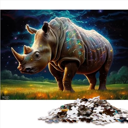für ErwachsenePuzzleGames Galaxy RhinocerosPuzzles 1000 Teile Holzpuzzle für Erwachsene und Kinder, tolles Geschenk für Erwachsene, Größe (50x75 cm) von YOITS