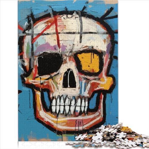 für ErwachsenePuzzleGames Totenkopf im Basquiat-Stil1000-teiliges Puzzle aus Holz für Kinder ab 12 Jahren Denksportspielzeuggröße (50x75 cm) von YOITS