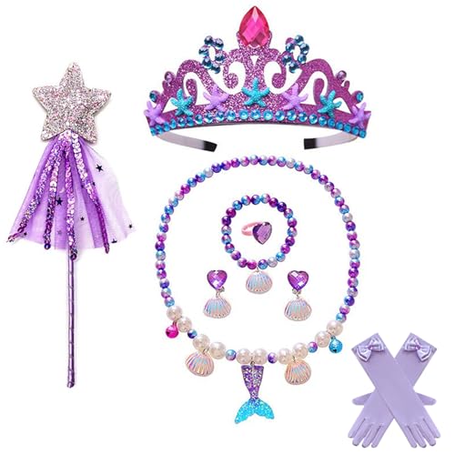 YOLINYOISH Rosa Prinzessinnen-Kostüm, Zubehör mit Krone, Ohrringen, Handschuhen, Zauberstab für Mädchen, Kleinkinder, Kinder, Halloween YOLINYOISH Rosa Prinzessinnen-Kostüm, Zubehör mit Krone, Ohrringen, Handschuhen, Zauberstab für Mädchen, Kleinkinder, Kinder, Halloween von YOLINYOISH