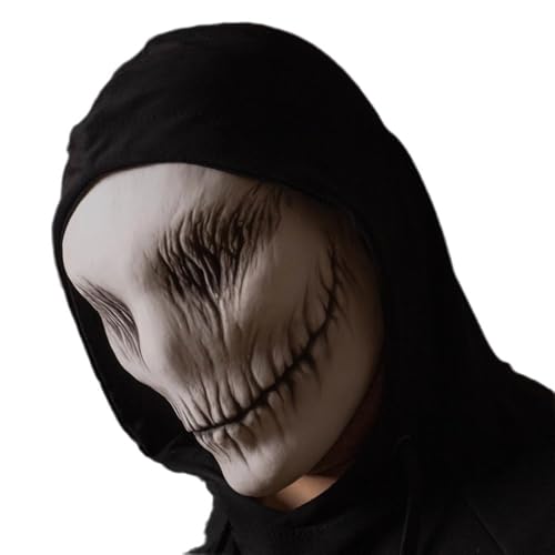 YOMACY 2024 Halloween-Maske, schlankes Lächeln, realistische Gesichtsmaske, Punk-Lächel-Maske, Requisiten, gruselige Halloween-Lächelmaske für Cosplay, Helloween-Party oder Karneval von YOMACY