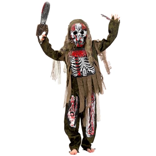 YOMIQIU Halloween Zombie Kostüm Kinder: Gruseliges Skelett Zombie Kostüm Kinder Set, Lebende Toten Kostüm mit Spielzeugkettensäge für Halloween Cosplay Kostümpartys, Rollenspiele, Themenpartys (L) YOMIQIU Halloween Zombie Kostüm Kinder: Gruseliges Skelett Zombie Kostüm Kinder Set, Lebende Toten Kostüm mit Spielzeugkettensäge für Halloween Cosplay Kostümpartys, Rollenspiele, Themenpartys (L) von YOMIQIU