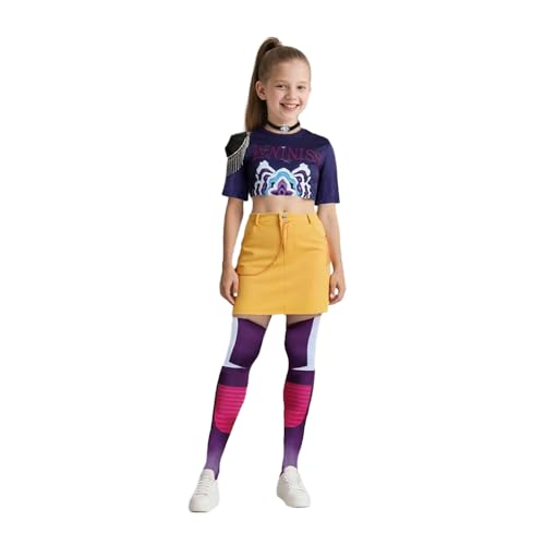 YOMORIO Demon Hunters Kostüm für Mädchen Popstar Style Verkleidung Set für Halloween, Karneval, Cosplay Demon Hunters Outfit für Kinder 3–12 Jahre Lila M von YOMORIO