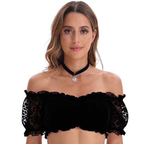 YOMORIO Dirndl Bluse Damen Elegante Klassisches Dirndl Oberteil mit Spitzen- und Tülldetails, für Oktoberfest, Karneval und Volksfeste YOMORIO Dirndl Bluse Damen Elegante Klassisches Dirndl Oberteil mit Spitzen- und Tülldetails, für Oktoberfest, Karneval und Volksfeste von YOMORIO