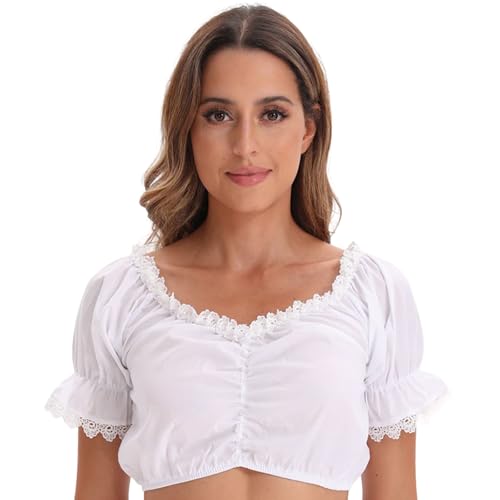 YOMORIO Dirndl Bluse Damen Elegante Klassisches Dirndl Oberteil mit Spitzen- und Tülldetails, für Oktoberfest, Karneval und Volksfeste YOMORIO Dirndl Bluse Damen Elegante Klassisches Dirndl Oberteil mit Spitzen- und Tülldetails, für Oktoberfest, Karneval und Volksfeste von YOMORIO